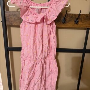 Wonder Nation Pink Striped Dress with Ruffle Neckline